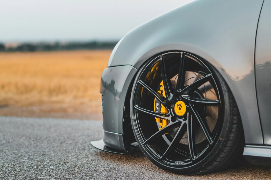 Volkswagen Golf front wheel and brake disc