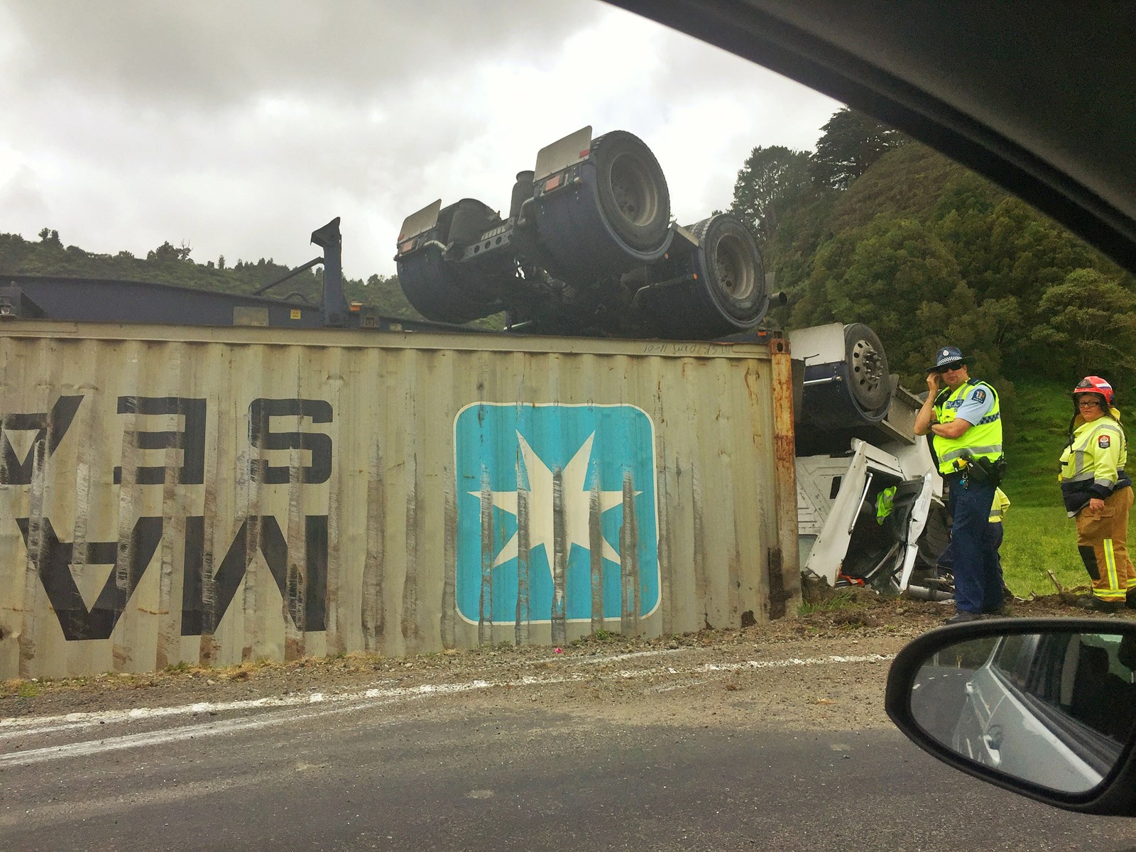 Driver has lucky escape when truck flips in New Plymouth - Driven Car Guide