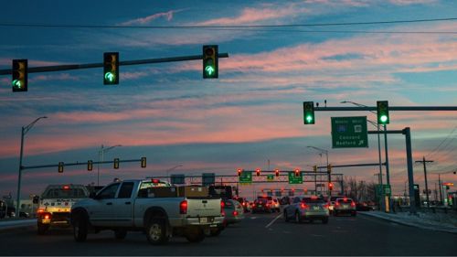 Highway at dusk