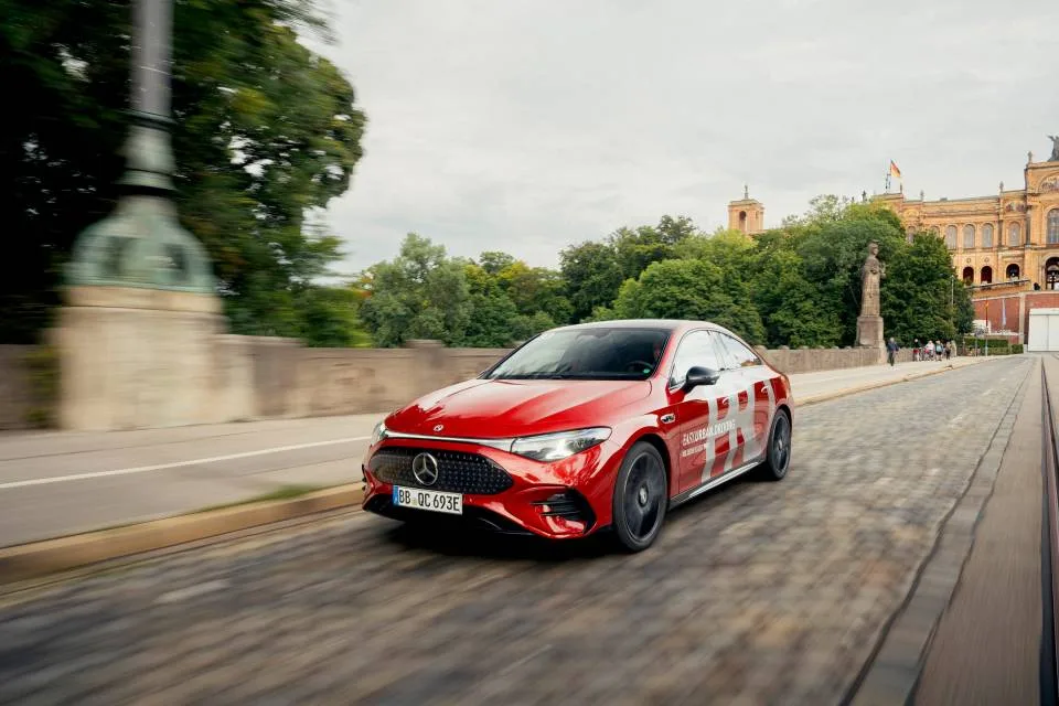 PRO-liveried CLA front three-quarter driving view