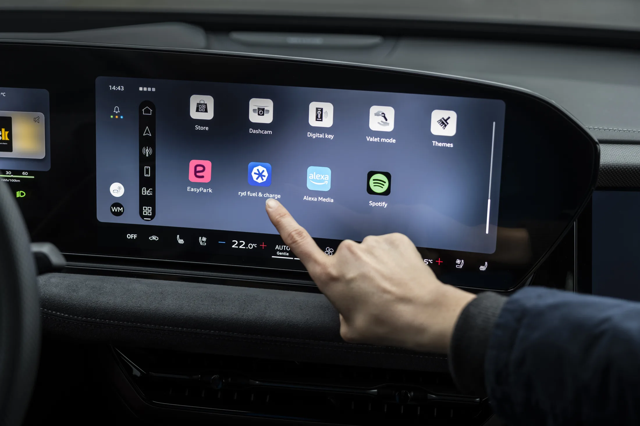 Earlier Audi app menu from February2026 with Spotify icon; context image, not the new native interface.
