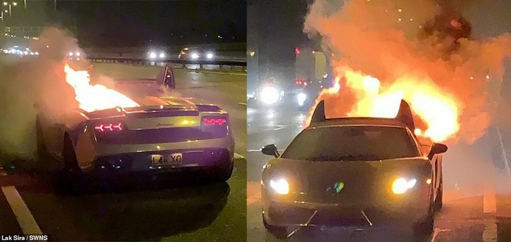 Gold-plated Lamborghini bursts into flames on motorway - Driven Car Guide