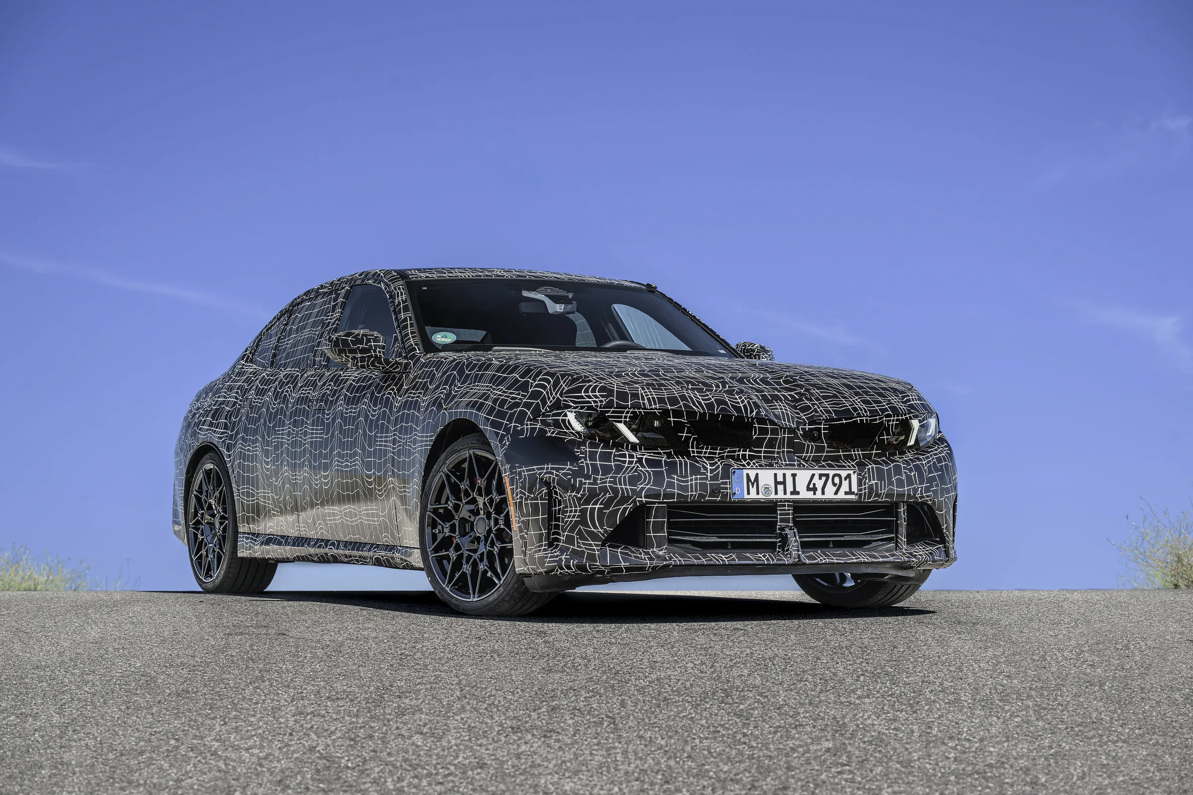 BMW 3 Series M350 xDrive development car in testing at Miramas