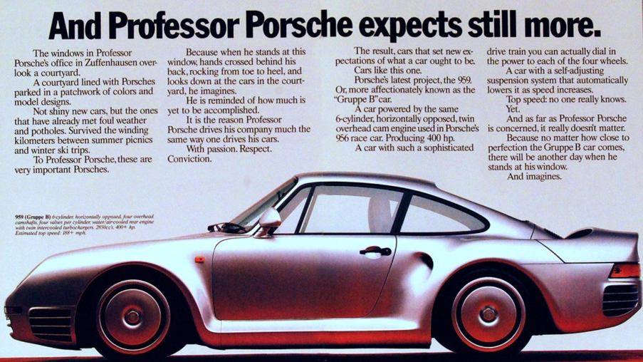 Vintage Porsche 959 ad - circa 1980s