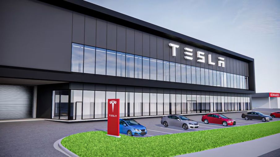 Plans for the new Tesla Westgate, as shown on NZRPG's site. The store will be near the existing Mitre 10 Mega.