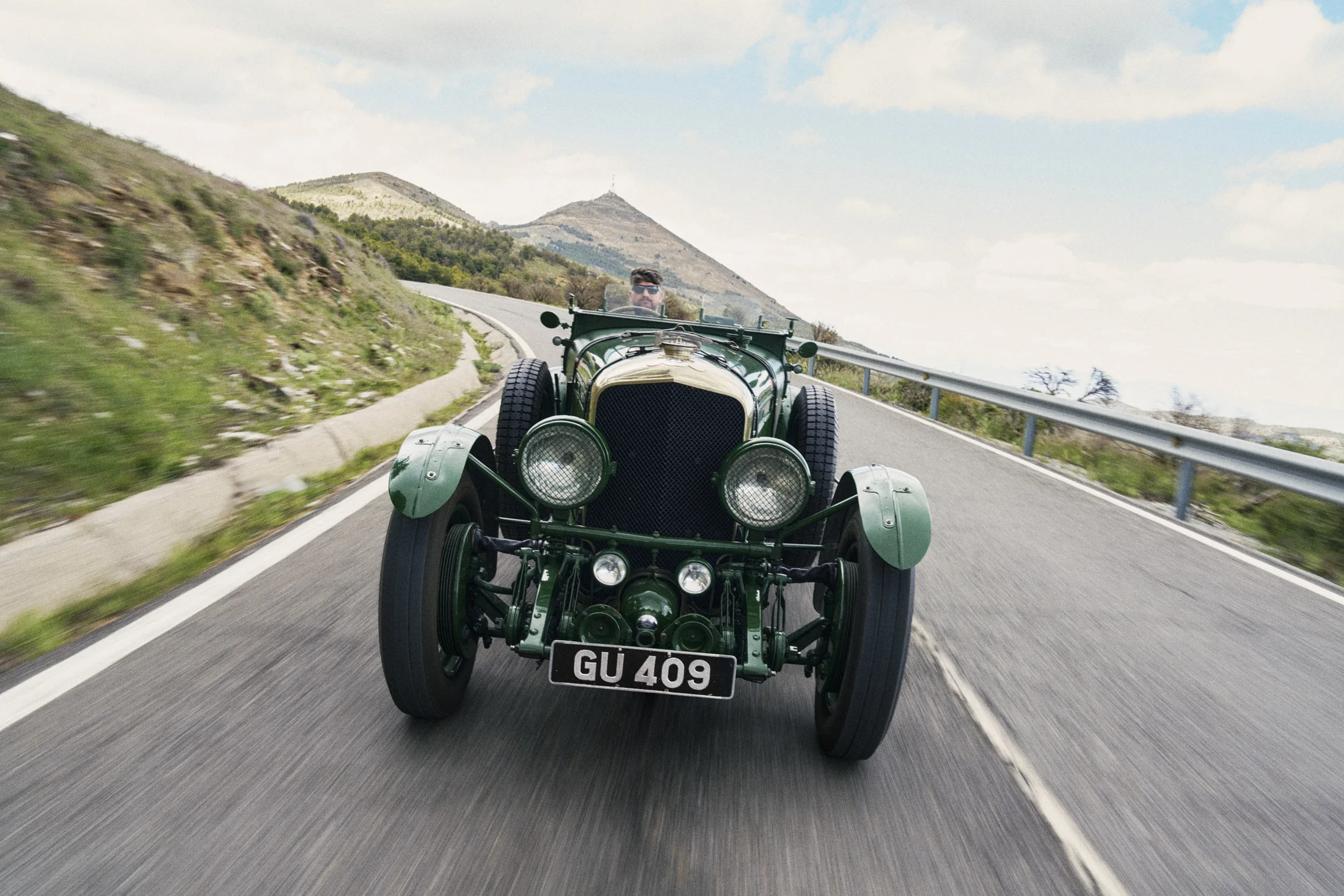 A classic Bentley roadster represents an earlier era of the marque’s performance.