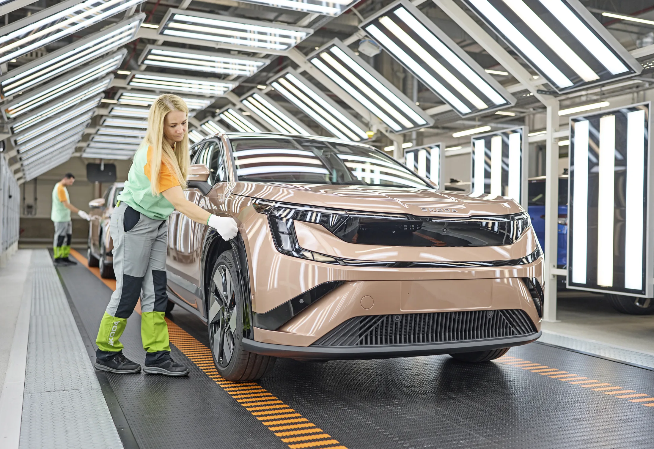 Finished Skoda Peaq undergoing final visual inspection