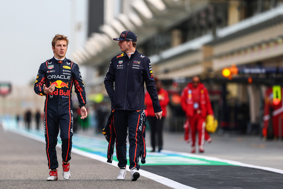 Liam Lawson and Max Verstappen
