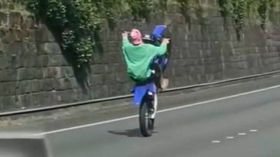 Wheelie biker intercepted by cops on Auckland motorway