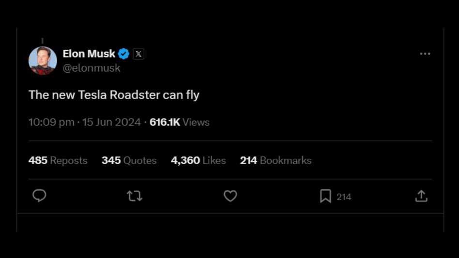 Elon Musk Tesla Roadster flight