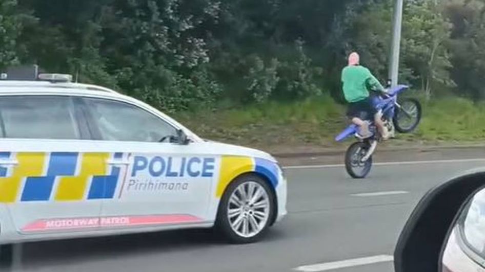Wheelie biker intercepted by cops on Auckland motorway