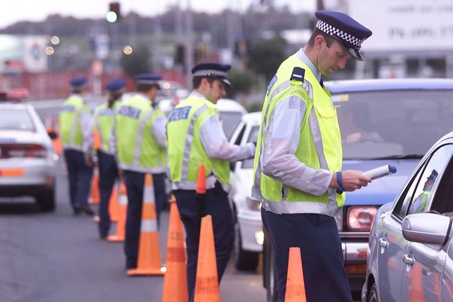 Police out in force conducting breath testing.
